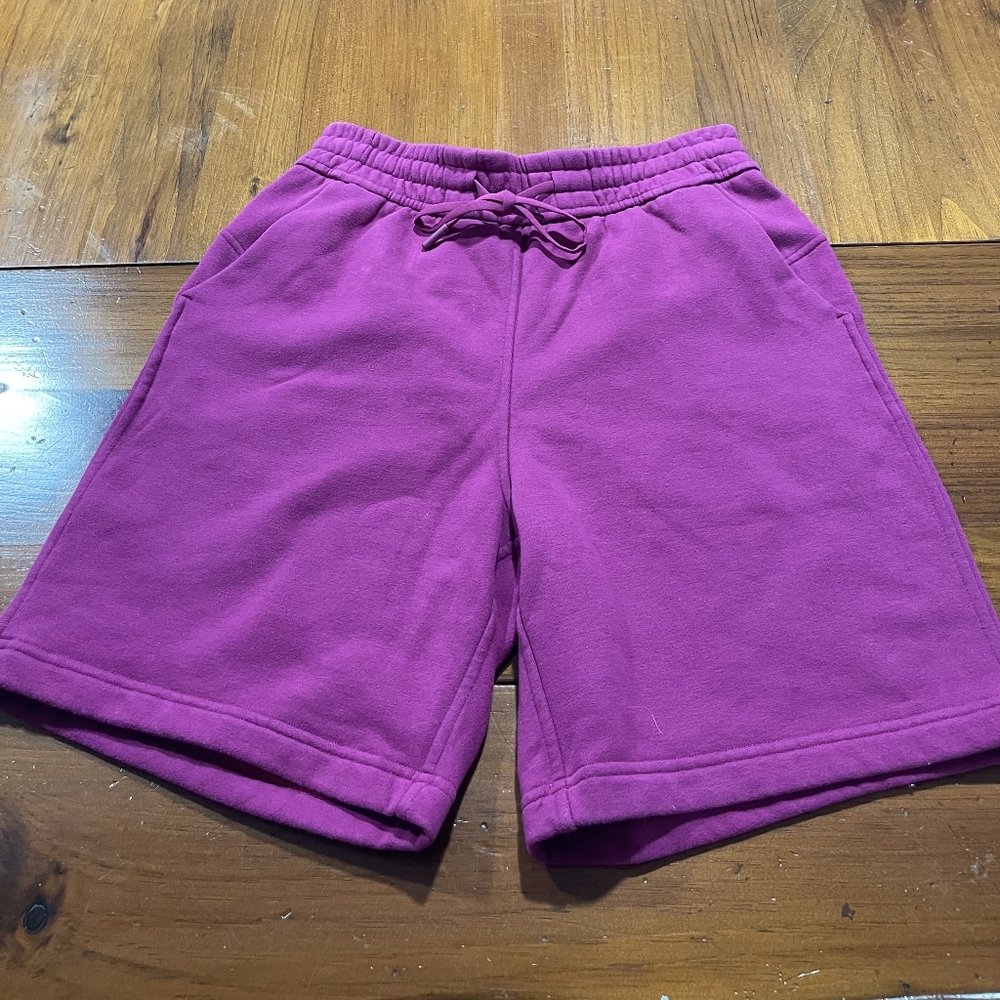 Lululemon Womens Barney Purple Scuba Cotton Blend Pull On Thick Sweatshorts Sz 4